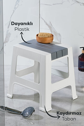 Vienev Plastik Küçük Tabure Gri