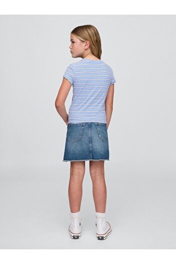 GAP Kız Çocuk Mavi High Rise Denim Etek