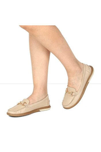 Celal Gültekin Women's Beige Buckle Leather Shoes