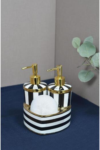 Paçi 2-Piece Porcelain Sponge Liquid Soap Dispenser