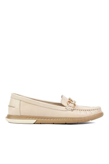 Celal Gültekin Women's Beige Buckle Leather Shoes
