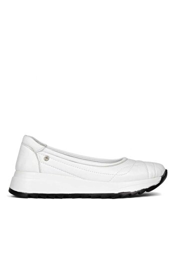 Celal Gültekin Women's White Wedge Heeled Leather Shoes