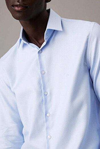 Calvin Klein Erkek Ck Non Iron Structure Slim Gömlek - Mavi
