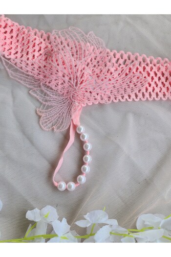 G&H UNDERWEAR String Thong Panties Salmon with Pearls