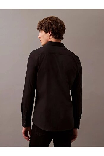 Calvin Klein LS SOLID STRETCH SLIM SHIRT Erkek SİYAH Gömlek LV04LB145G-UB1