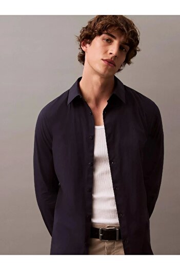 Calvin Klein LS SOLID STRETCH SLIM SHIRT Erkek MAVİ Gömlek LV04LB145G-CEF