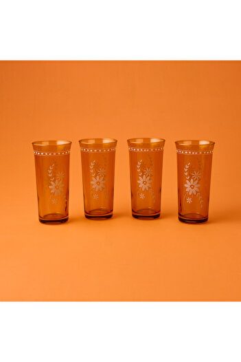 Rakle Nazenin Set of 4 Soft Drink Glasses - Amber - 290 ml