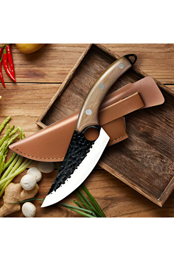 Herum Japanese kitchen knife, 14 cm blade, wooden handle, sheath included, Herum, total length 27 cm