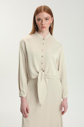 Zühre Jacquard Blouse Skirt Stone Double Set Tk-1489