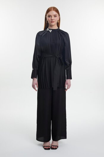 Zühre Accessory Detailed Belted Bottom and Top Double Set Tk-1504