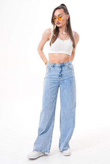ŞİMAL Women's Wide Leg Palazzo Jeans 250416 -