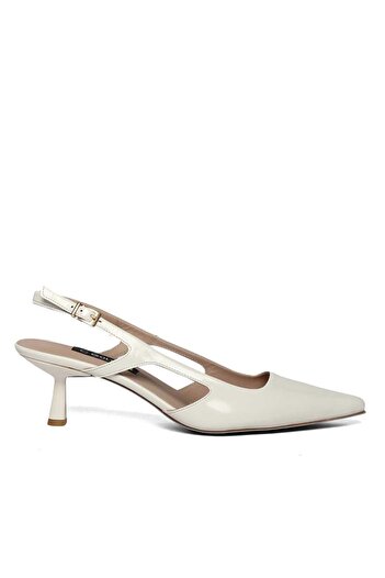 Celal Gültekin Women's White Thin Heeled Patent Leather Classic Shoes
