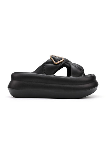 Tmall Women's Slippers, With Platform And Accessories, Foam, Pd1039, Black