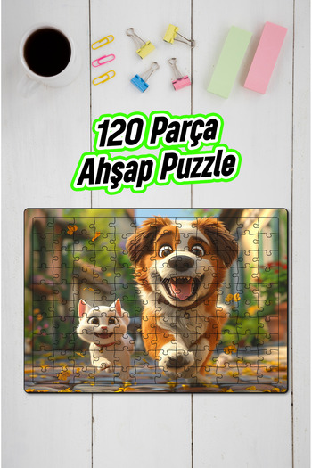 kutuTR Ahşap Puzzle 30x40 cm Ebadında 120 parça M10