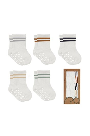 Bistyle Organic Baby Girl Boy Child 5-Piece Circle Non-Slip Combed Cotton Socket Boxed