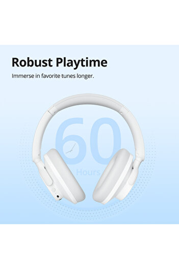 Tronsmart Sounfii Q20 ANC Headphones, Wireless Bluetooth Headphones 60H Playtime Customize EQ, White