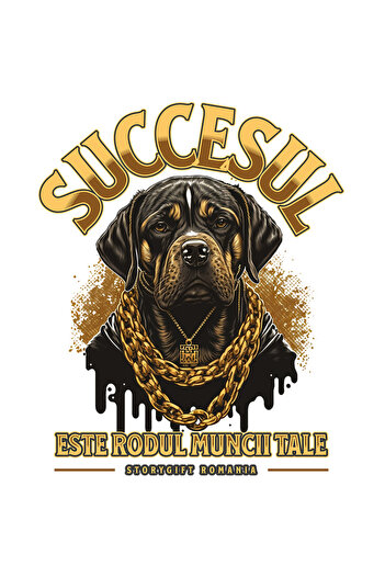 StoryGift Romania Sticker Autocolant 70CM Adeziv Caine gangster cu lant de aur, succes cu Margini Albe, PVC Viny
