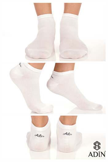 Adin Ciorapi unisex din bambus, uni, albi, fără sudură, pachet de 12