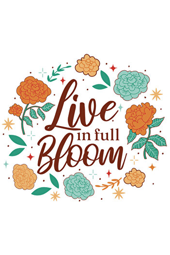 StoryGift Romania Sticker Adeziv 90CM Personalizata Flori, Primavara, Cu Mesajul in Engleza Live in Full Bloom,