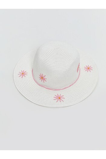LC Waikiki Flower Embroidered Girl's Straw Hat
