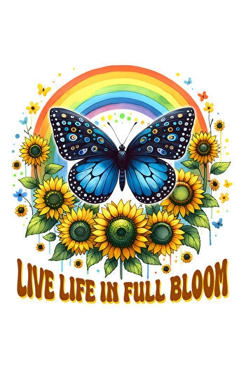 StoryGift Romania Sticker Cu Mesajul "live Life In Full Bloom", Traieste Viata, Ilustratie, Motivational, Fl