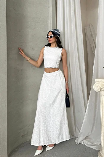 ASEDE Imported Special Design Lace Cotton Scallop Bottom Top Set