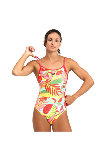 ARENA Tropic Swimsuit Lace Back Women's Red Swimwear