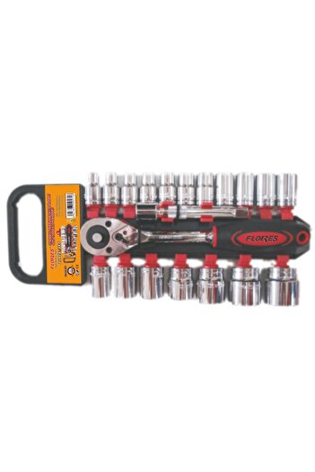 flores Socket and ratchet set, CR-VN, 21 pieces