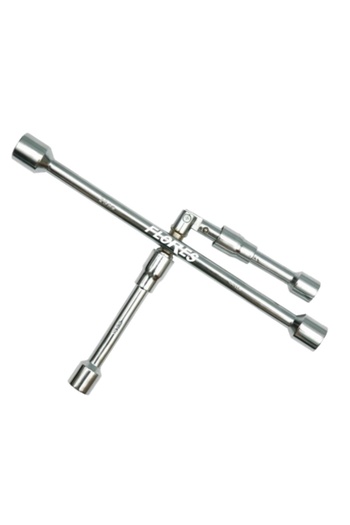 flores Car wheel wrench, 17, 19, 21, 23 mm hexagonal sockets, 2 foldable arms, 375 mm
