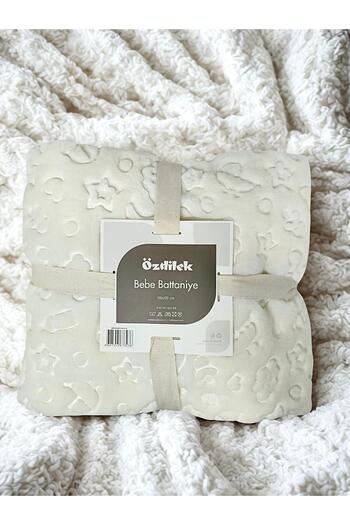 Özdilek Özdilek Cream Embos Plush Baby Blanket 100X120