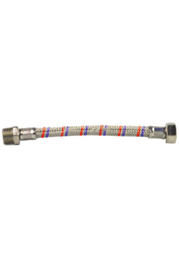 flores Stainless steel water connection, 1/2 - 1/2, Nut + Nipple, 30 cm