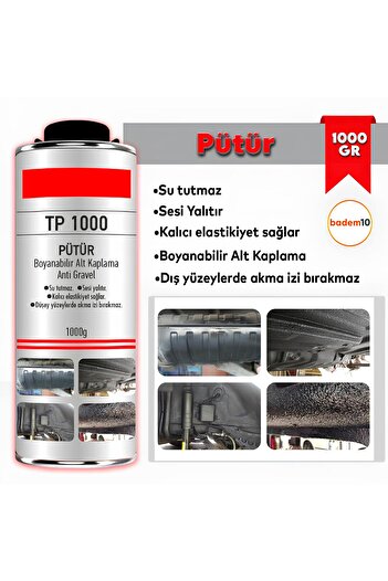 Badem10 Pütür 1000 Gr 1 Kg Araç Araba Çamurluk Taş Darbe Koruma Su Tutmaz Ses Yalıtımlı Boyanabilir Kaplama