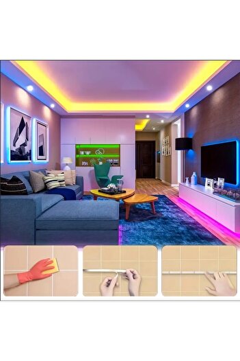 sgeteknoloji Bluetooth 5 Metre Usb Rgb Telefon Kontrollü Mutfak Dolabı Tv Arkası Animasyonlu Şerit Led