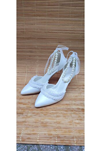 Berush Bride Berushbride Ankle Pearl Front Pearl Heel Shoes