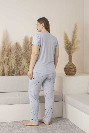 Lio20 Women's Viscose Short Sleeve Pajamas Set-Battal-Grey