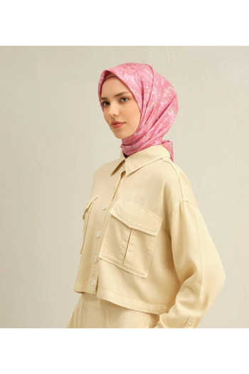 Armine Tivil Silk Scarf 9304-52 Pink Mixed Pattern