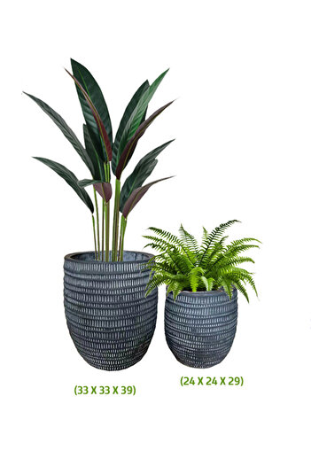 DRAMA HOME Plant and tree pot set made of a mixture of cement, natural stone, and fiber - elegant design and a natural touch in every corner
