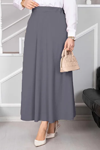 markatrend Women's Scuba Crepe Elastic Waist Kilos Skirt Black