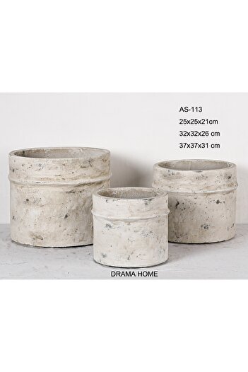 DRAMA HOME Planter Set - Rustic Brown Cylindrical Design