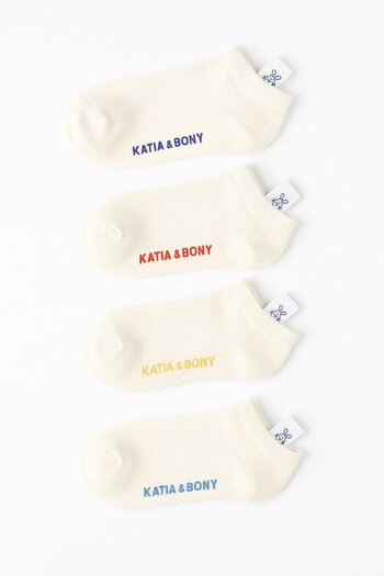 Katia&Bony Katiya&Bony Children's Colored Written Cream 4 Step Socks