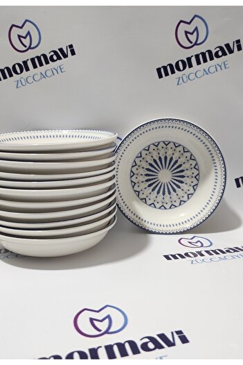 Porland Güral Porcelain Digital 12 Pieces 13 cm (Small) Snack Bowl Breakfast Plate
