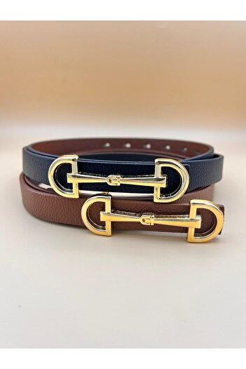 Desre Moda 2-Piece Long Buckle Gold Women's Belt Trouser Belt Dress Belt Shirt Belt Pull Belt