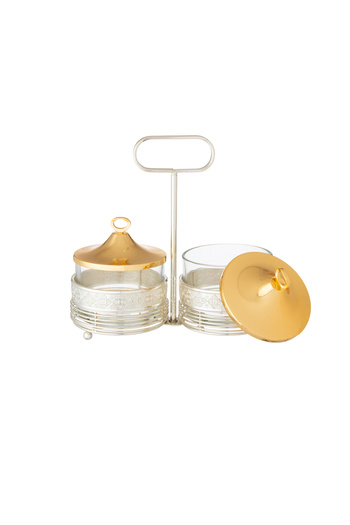 Dania Elegant double silver and gold design stand for dates, sweets and nuts