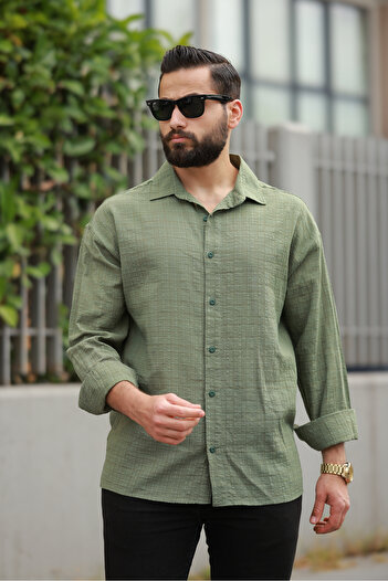 BASEL.CO Oversize Λινό Μικτό Basic Casual πουκάμισο