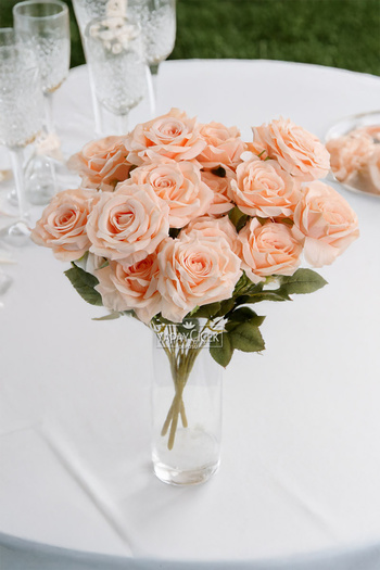 Yapay Çiçek Deposu Artificial Flower 7 Branched Puket Rose Bunch 40 cm Salmon