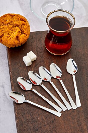 Carat Home 6 Adet Çelik Lüx Gümüş Çay Kaşığı - Kaşık