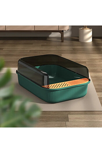 ABYZ Litiera pentru pisici, dimensiuni 50,5x34,5x18,5cm, culoare Verde închis