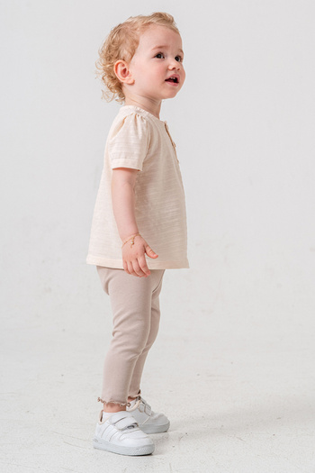 bombe Baby Kids Cream Cotton Tights 2-Piece Set Trend Fashion Bottom Top Set