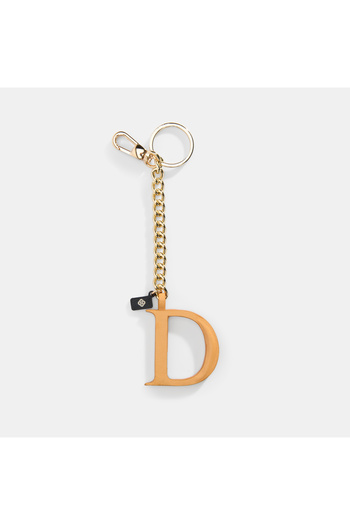 Desa Orange Letter D Leather Keychain