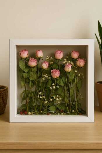 Verda Çerçeve 25x25 cm White Deep Memory Frame - 6 cm Depth Memory Frame Rose Box!Hkm Commerce